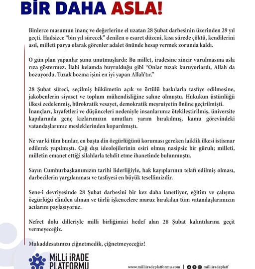 Bir Daha Asla! – 28 Şubat Basın Açıklaması